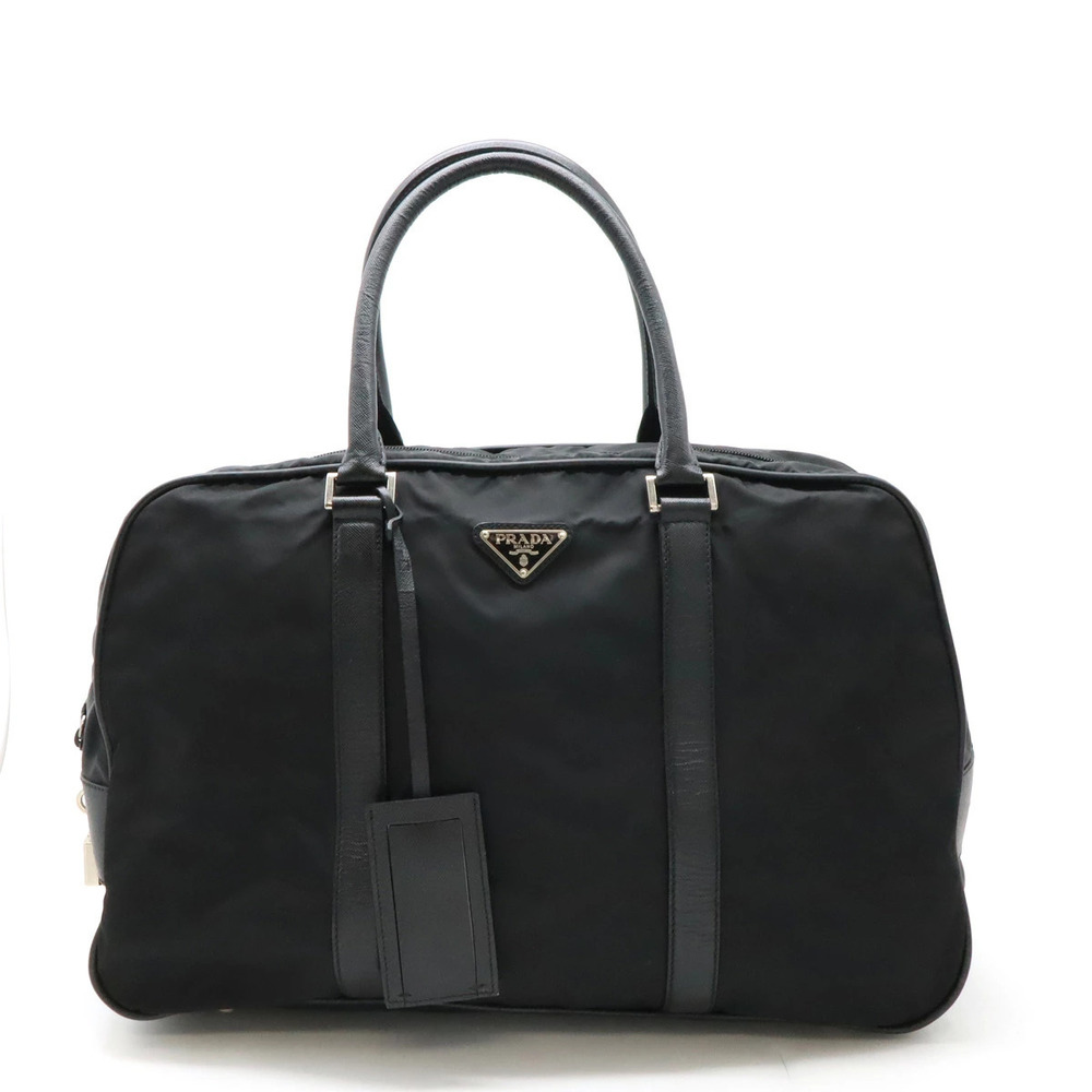 Prada Tessuto Boston bag travel leather black Nero Black